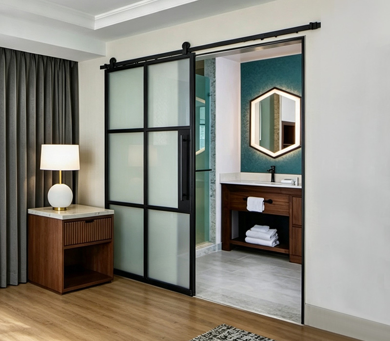 Hotel Modern Minimalism Iron Frame Sliding Door