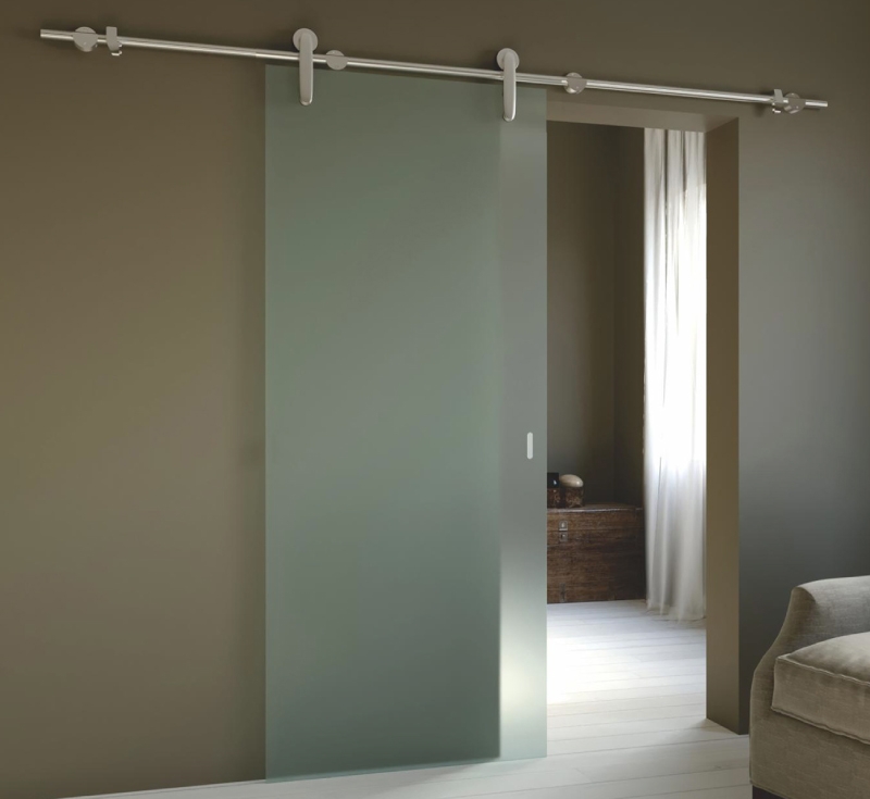 Frosted Bathroom Sliding Frameless Interior Single Glass Barn Doors