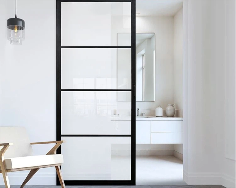 Steel Framed 4 Lites Glass Barn Door