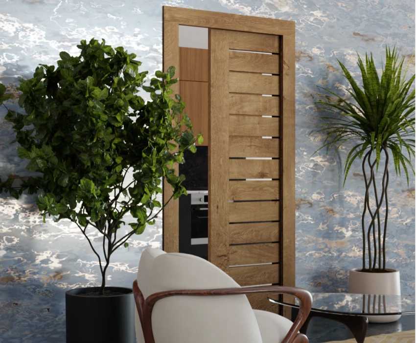 brown sliding pocket door