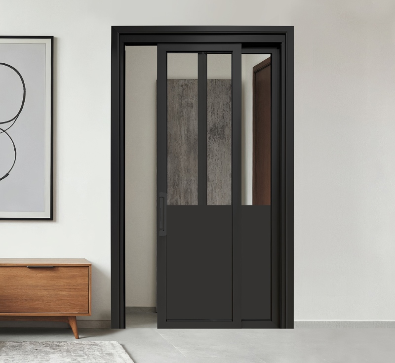 2 Track 2 Panel Aluminum Alloy PT Door Double-leaf Slide and Swing Doors