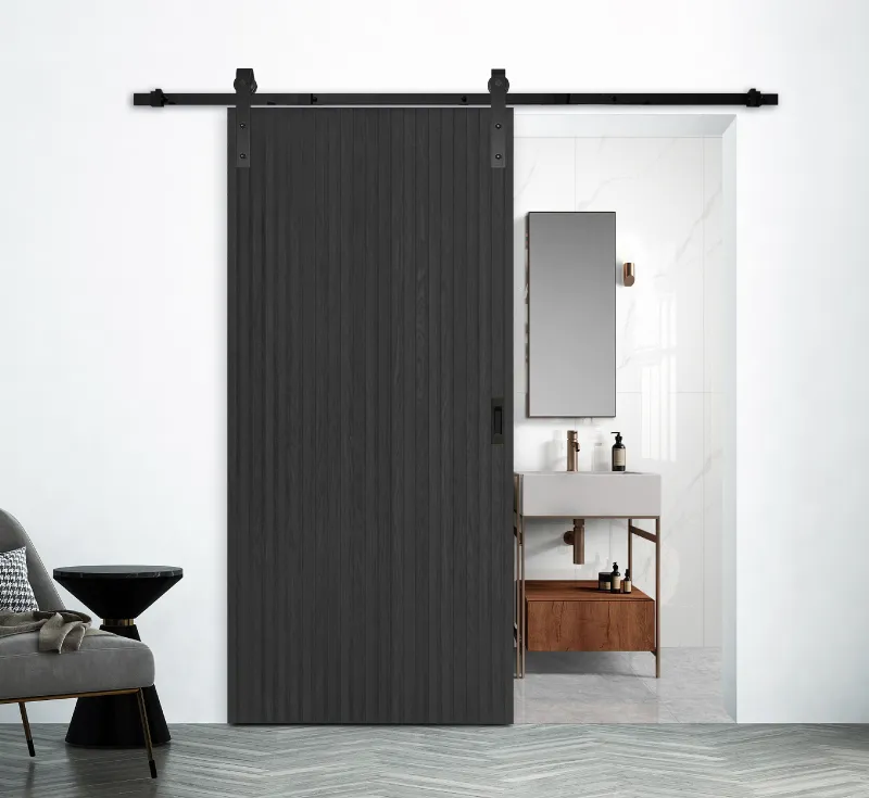 Black Sliding Wooden Door with Soft Close Hardware Kit