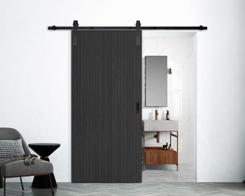 black sliding wooden door