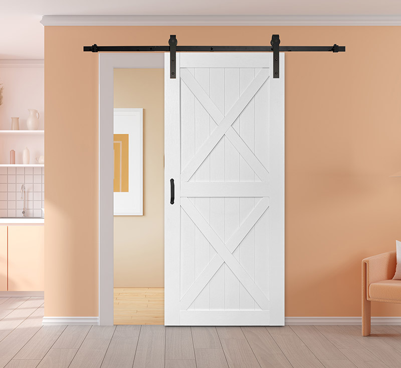 White Single Double X‑Braced Vinyl Wrapped Barn Door