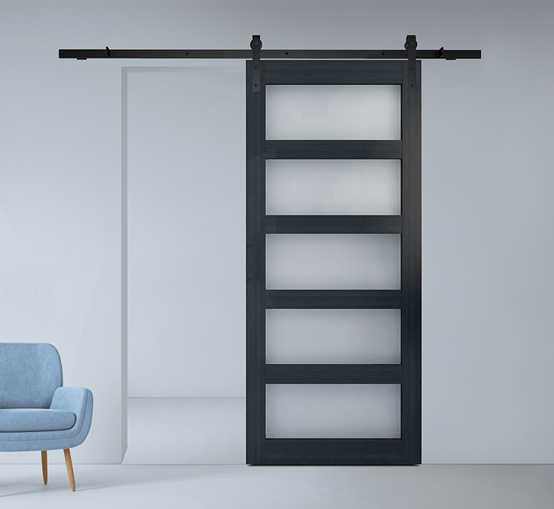 White Two‑Panel Vertical Plank Vinyl Wrapped Barn Door