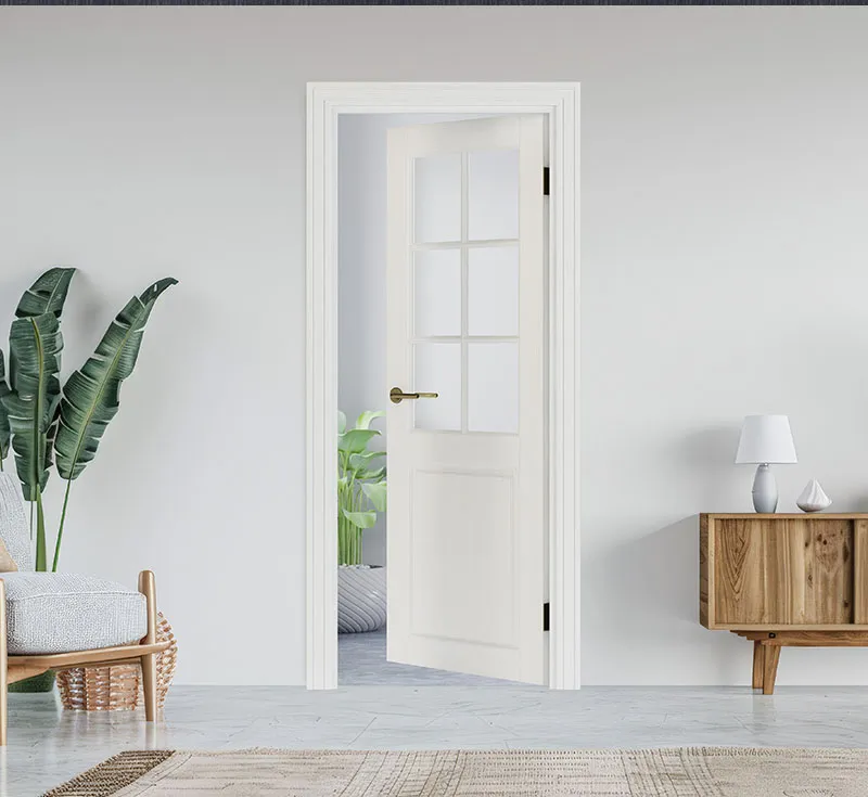 6-Lite Frosted Glass Molded Interior Door | White Recessed Panel Door, Primed & Ready to Paint | Classic Style for Homes, Offices & Multifamily Projects