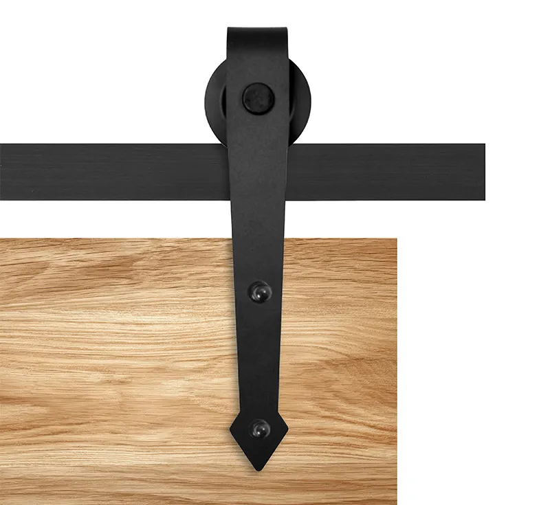 Arrow‑End Sliding Barn Door Hardware Kit, Matte Black Steel Interior Barn Door Track System for Wooden Doors