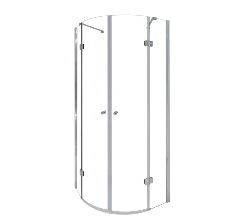 Chrome Framed Quadrant Hinged Shower Enclosure, Curved Corner Tempered Glass Shower Cabin for Compact Bathroom
