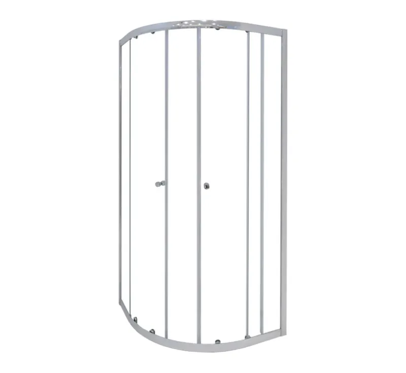 Chrome Framed Quadrant Sliding Shower Enclosure, Curved Arc‑Glass Sliding Shower Cabin for 90‑Degree Compact Corner Bathroom