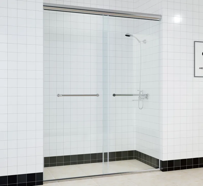 Full‑Frame Double‑Sliding Shower Enclosure, Polished‑Chrome Complete‑Profile Sliding Shower Door for Corner Shower Niche