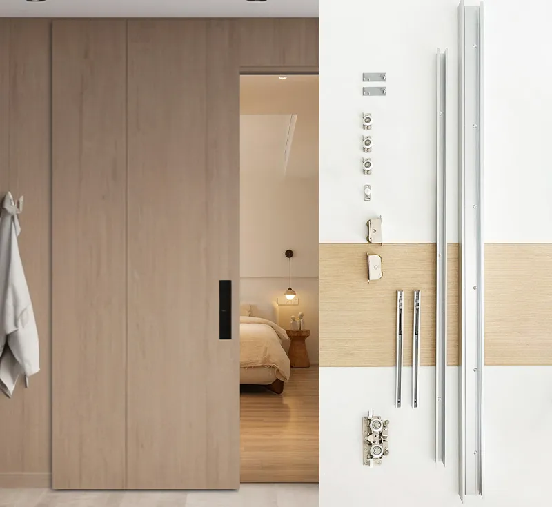 Ghost Door Sliding Hardware Kit, In‑Jamb Fully Concealed Track System with Built‑in Soft‑Close for Large Solid Wood Interior Doors