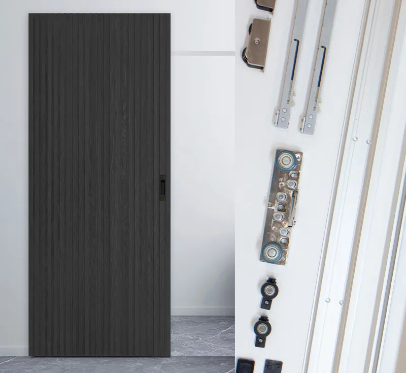 In‑Frame Concealed Sliding Door Hardware Kit, Built‑in Pocket‑Type Aluminium Track System for Modern Interior Wood Doors
