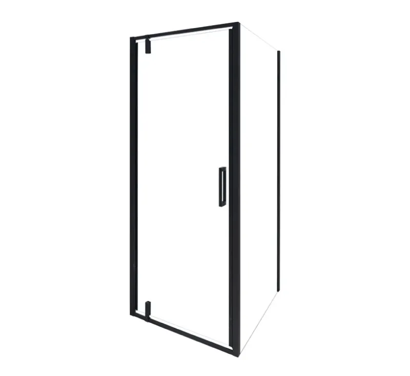 Matte Black Corner Hinged Shower Enclosure, Square Pivot Hinge Shower Cabin for 2‑Wall Corner Bathroom Niche