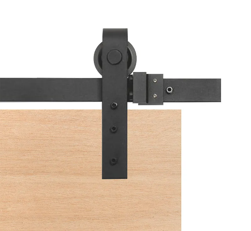 Soft‑Close Sliding Barn Door Hardware Kit, Matte Black Steel Straight Hanger Track System with Built‑in Damper for Interior Wood Doors