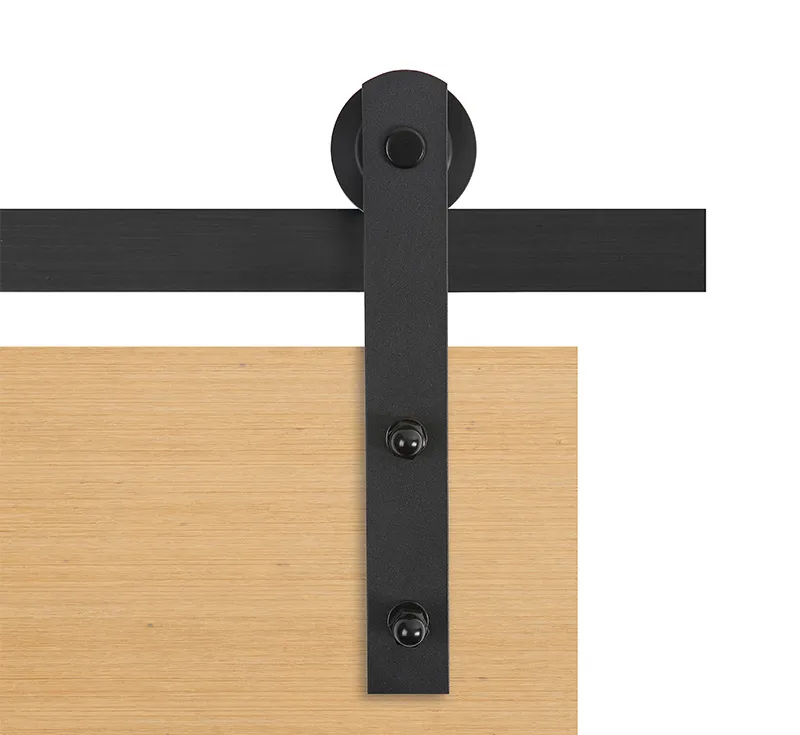 Straight Flat Sliding Barn Door Hardware Kit, Black Matte Steel Track System for Interior Wooden Barn Doors