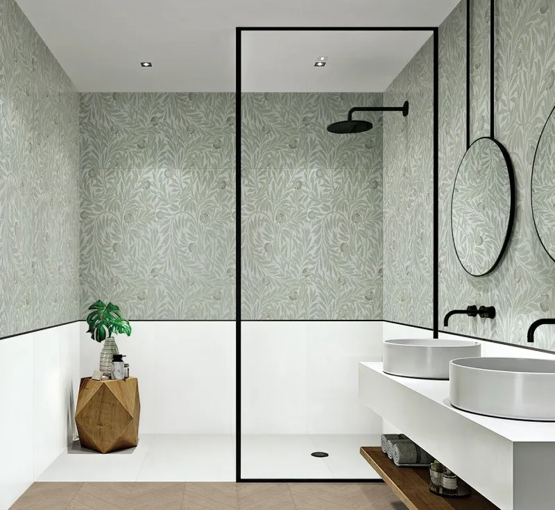 Ultra‑Slim Square Black Frame Walk‑In Shower Screen, Full‑Height Fixed Glass Wet‑Room Partition