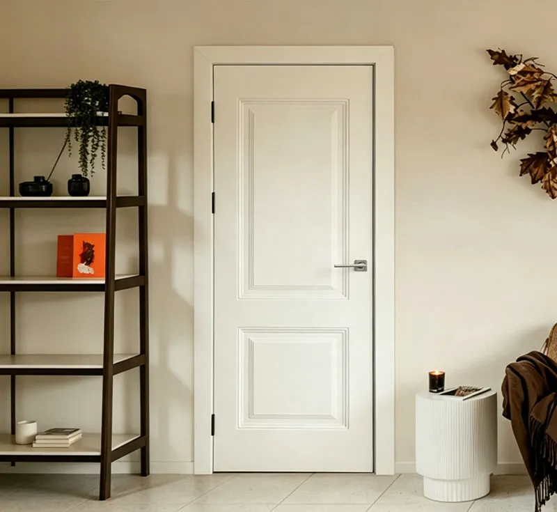 White 2‑Panel Raised Moulded Interior Door, Classic Two‑Recessed‑Panel Swing Door for Wholesale Multi‑Family & Residential Projects