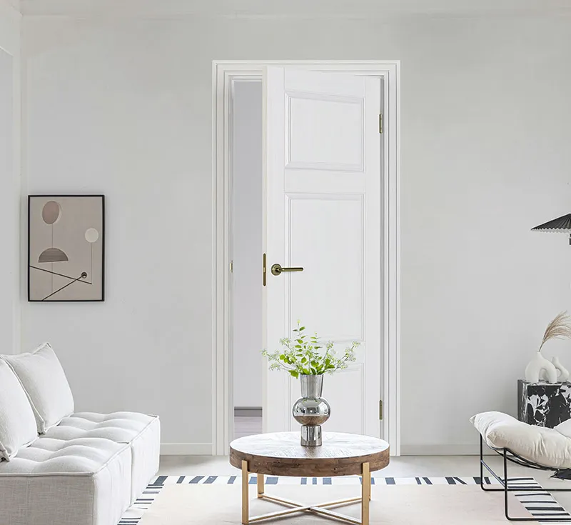 White Asymmetrical 3‑Panel Recessed Moulded Interior Door, Solid Shaker‑Style Swing Door for Wholesale Residential & Multi‑Unit Projects