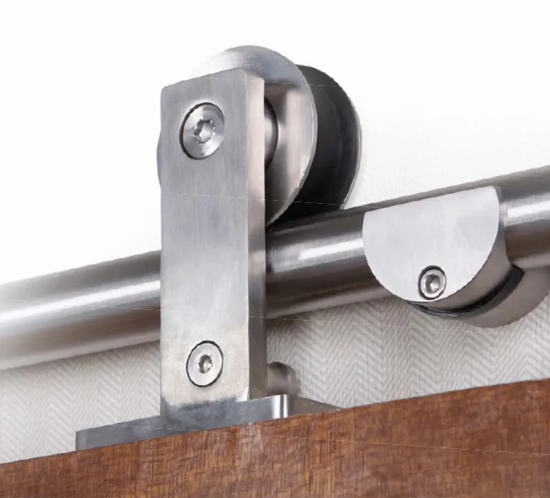 Stainless Steel Vertical‑Block Barn Door Sliding Hardware System, Wall‑Mounted Rail Assembly for Bedroom & Closet Barn Doors