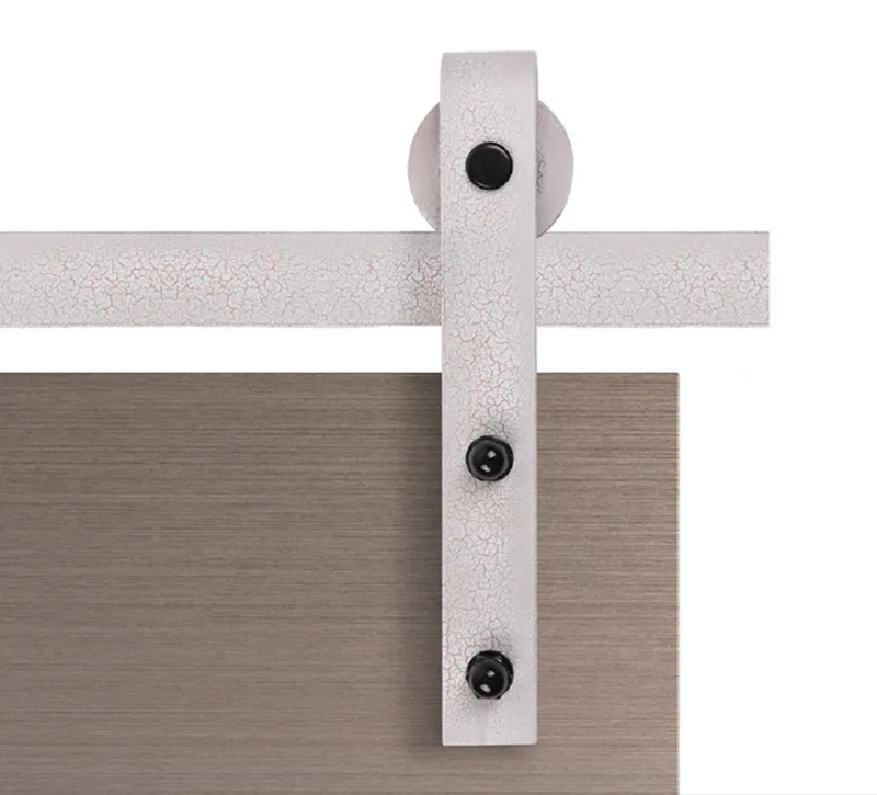 Crackle‑White Straight‑Plate Barn Door Hanger Hardware Kit, Silent Glide Sliding Track System for Rental Property Refurbishment