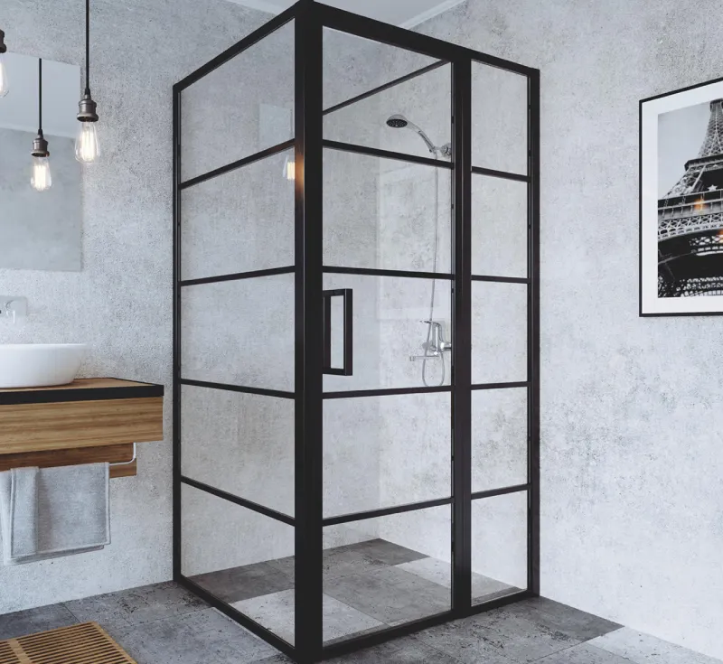 CE Black Metal Frame Glass Shower Room
