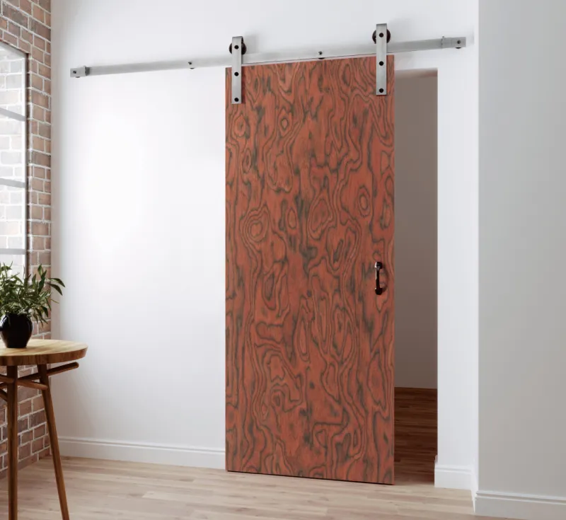 Molded Veneer Sliding Barn Door, Full‑Panel Textured Interior Barn Door with Silver Sliding Hardware Kit for Residential Remodel